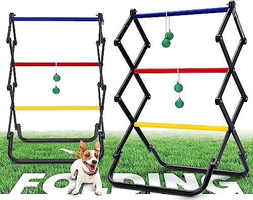 Ladder Toss Games, Ladder Ball Set - Instant Setup, Folding System | Outdoor Games for Backyard Lawn Yard Beach Park & Tailgate, Black, 24.2 x 24.5 x 39.2, (EOL207402020), Set of 2