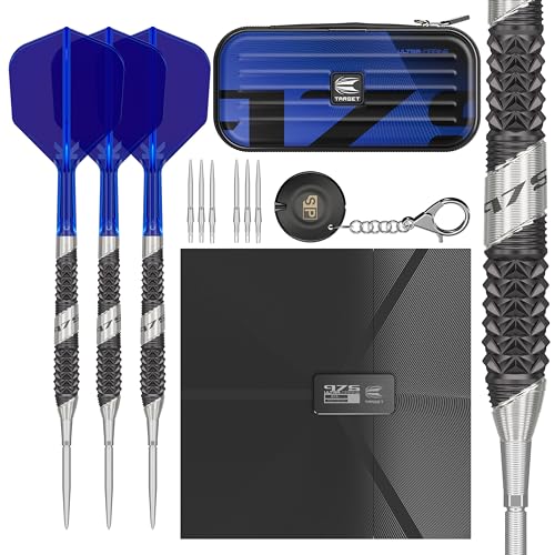 Target Darts 975 Ultra Marine 97.5% Tungsten Steel Tip Darts Set - Swiss Point Darts with K-Flex Integrated Flight and Shaft – Includes Dart Takoma Wallet, SP Tool, Dart Tips - size: 21G, style: Barrel 02