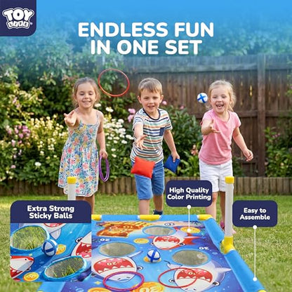 TOY Life 3 in 1 Sticky Bean Bag Ring Toss Games, Cornhole, Outdoor Toys for Kids Ages 4-8, Sports & Outdoor Play, Backyard Outside Toys, Family Lawn Yard Games Birthday Party, Gift for Boys
