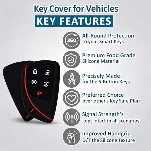 Silicone Key Fob Cover 2 Pack, Key Protector - 360° Key Protection Case for Chevrolet 2020-2026 Trailblazer/Equinox/Malibu, Anti-Scratch Silicone Key Cover (Black/Black) - color: Black/Black