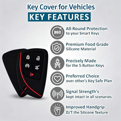 Silicone Key Fob Cover 2 Pack, Key Protector - 360° Key Protection Case for Chevrolet 2020-2026 Trailblazer/Equinox/Malibu, Anti-Scratch Silicone Key Cover (Black/Black) - color: Black/Black