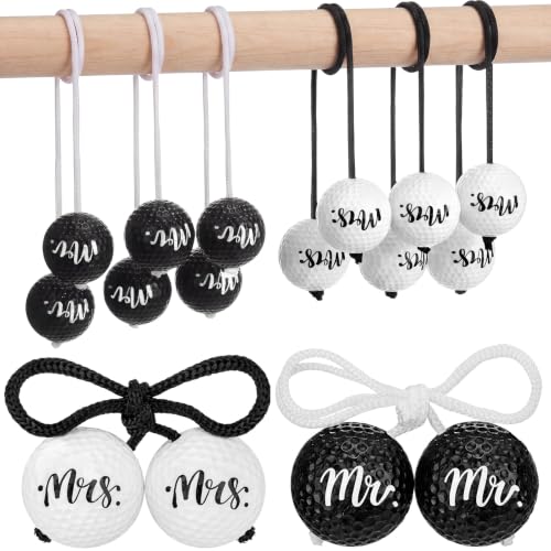 Thenshop 6 Pack Wedding Game Ladder Ball Replacement Ladder Toss Bolo Black White Mr & Mrs Bolas Ladderball for Wedding Bridal Shower Bachelorette Party Decor Gifts Toss Match Yard Game Indoor Outdoor
