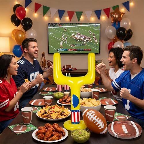 Inflatable Jumbo Football Set Inflatable Football Goal with Ball Target Post Sport Accessories Outdoor Sport for Practice and Fun(Black)(Yellow)