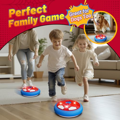 HopeRock Soccer Toys 2 Pack Hover Soccer Ball Toys Indoor Soccer Set with LED Lights, Soft Foam Bumpers, Air Floating Soccer Gifts for Kids Boys Girls Ages 3-12 - style: Style C