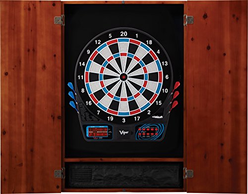 Viper Metropolitan Solid Wood Cabinet & Electronic Dartboard Play-Ready Bundle - color: Cinnamon, style: Standard Set