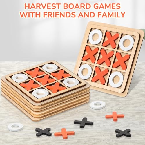 Libima 12 Pcs Wooden Tic Tac Toe Game Mini Family Board Games Classical Puzzle Chess Tabletop for Senior Games, Educational Toys for Birthday /road Trip/travel/ Strategy Toys(Classic Color)
