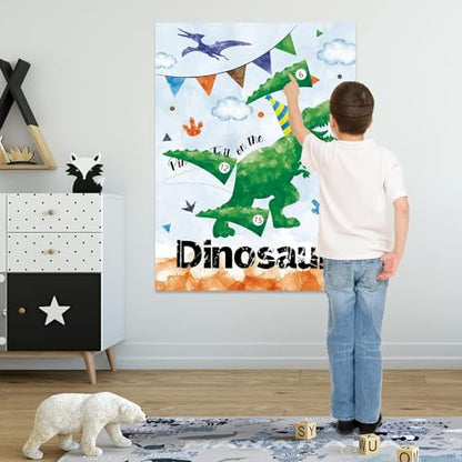 WERNNSAI Pin the Tail on The Dinosaur - T-Rex Dinosaur Birthday Decorations Roar Dino Theme Party Games for Toddlers Kids Boys Room Wall Decor 21" x 28" Poster with 24 Stickers and Blindfold - style: Dinosaur C
