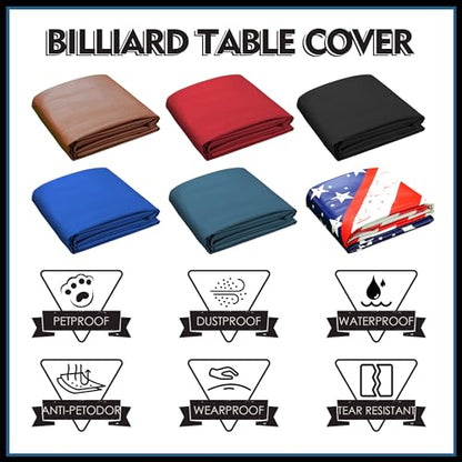 K-Musculo Heavy Duty Pool Table Cover, Waterproof Leatherette Billiard Table Cover with Soft Backing, Tear Resistant Fitted Protector for 6.5FT, 7FT, 7.5FT, 8FT, 8.5FT & 9FT Tables - color: Emerald Green
