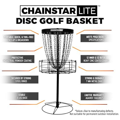 Discraft Chainstar Lite Disc Golf Basket – Portable | Easy Setup | Durable Zinc Coated Chains