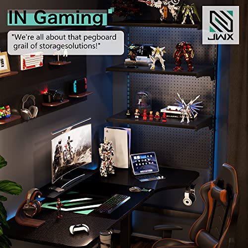JWX DDB Gaming Standing Shelf Units, 30‘’ Free Standing Gaming Shelf Pegboard Cabinet with Home Office Metal Pegboard and 15 Pieces Organizer Tool Holders - color: Frosted Black