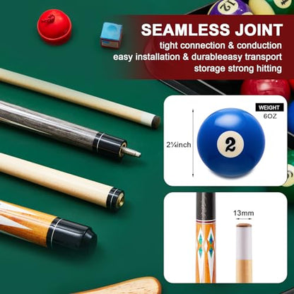 Liliful Pool Table Accessories Billiards Accessories Billiard Pool Balls with Triangle and Diamond Ball Holder Cue Chalks Pool Cue Tip Pool Sticks Pool Table Brush Set (Classic Style)