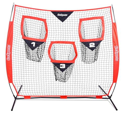 GoSports Football Throwing Net - 8 x 8 ft or 6 x 6 ft Nets - Choose Black or Red - color: 6 x 6 ft Red