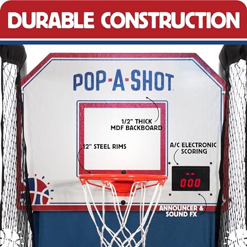 Pop-A-Shot - Home Single Shot | Arcade Basketball Fun at Home | Infrared Sensor Scoring | 6 Game Modes | 4 Balls | Foldable Storage | for All Players