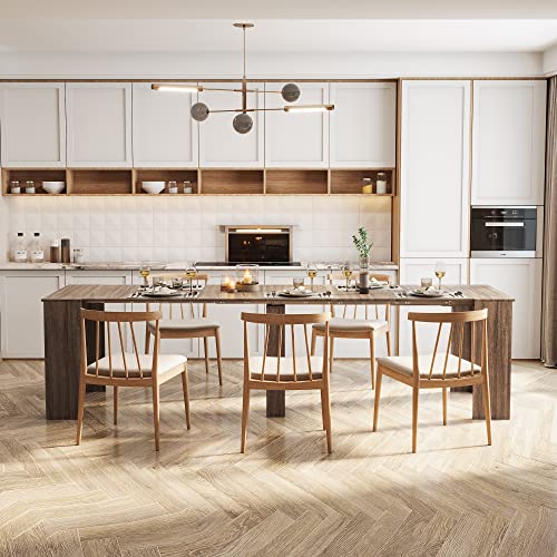 20"-118" Extendable Dining Table for 2-12 People, Modern Modular Extension Table, Space-Saving Extra Long Folding Dining Table, Multifunctional Conference Meeting Table, Oak - color: Oak, style: 20" - 118.5" (2-12 People)
