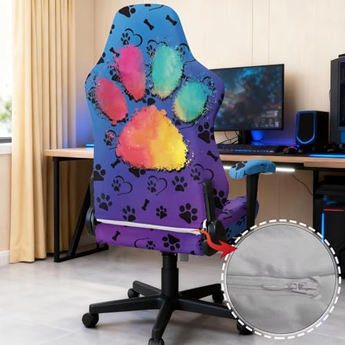 Cool Dog Paw Gaming Chair Covers Stretchable 4 Piece Set Universal Armchair Slipcovers Soft Protective Furniture Protector for Living Room Bedroom College Students Dorm Room - color: Cool Dog Paw