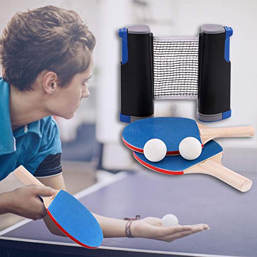 Portable Table Tennis Set Ping Pong Set with Retractable Net Indoor Outdoor Play for Kids Adults