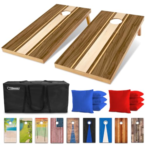 GoSports 4 x 2 ft Regulation Size Wood Cornhole Boards - 10 Vintage Wood Designs (Choose Your Style) - color: Walnut