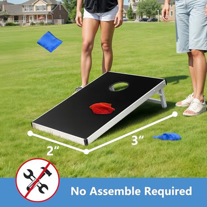 Nova Microdermabrasion Cornhole Game Set Includes 8 Regulation Bean Bags 2 Aluminum Cornhole Boards w/Carrying Case for Beach Lawn, Tailgating Party Backyard BBQ