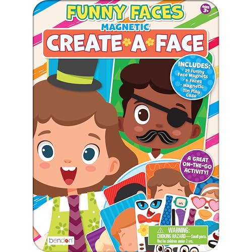 Bendon TS Shure Create Funny Faces Magnetic Activity Tin with Illustrated Magnet Sheets and Playcard 50261 - style: Funny Faces Activity Tin