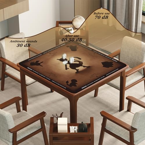 ARELUX Neoprene Mahjong Mat with Carrying Bag 32"x32" No Creases Rolled Shipping American Mahjong Mat with Charles Rules Anti-Slip & Noise Reduction Table Cover for Poker, Card & Board Game(Brown) - color: Brown