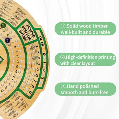 WodGod Baseball Board Game,Baseball Dice Board Game,Solid Wood,12 Colourful Beads and Dice,Manual Included,Portable,Perfect for Home Party,Family Night and Road Trip (Sector)