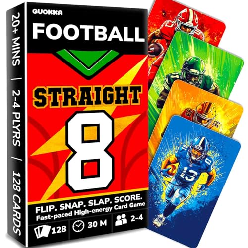 Quokka Football Fast-Paced Card Game for Kids & Adults – 128 Cards & Easy Rules – Quick & Fun Matching Game – 2-4 Players – Ages 8+ – Perfect for Family Games Night, Travel and Parties - color: Football