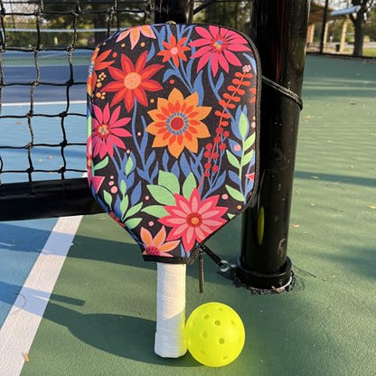 Racquet Inc Tennis Gifts Pickleball Paddle Cover Sleeve – Universal Fit for Standard Paddles, Neoprene Protective Case with Zipper, Pickleball Paddle Cover, Gift for Pickleball Players - color: Bloom Smash