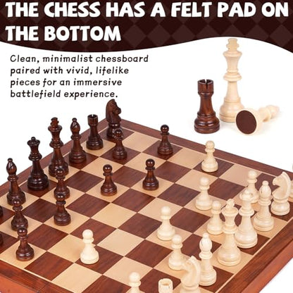 20 Inch Super Large Wooden Chess Set, Hand-Carved Wooden Chess Pieces with 4.5” King, Built-in Storage & 2 Extra Queens, Luxury Folding Tournament Chess Board Game for Adults and Kids