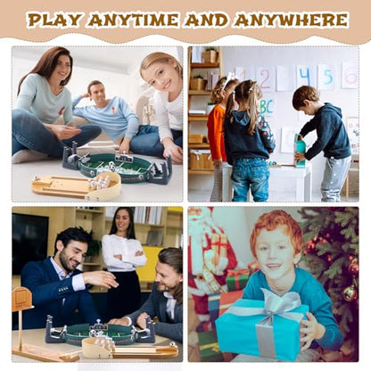 Soulchen Sports Table Top Game Set Mini Tabletop Wooden Bowling, Wooden Basketball, Plastic Soccer Set Office Desk Toy Decor Gag Fun Soccer Football Competition Party Favors Gifts
