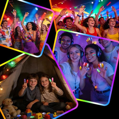 100pcs Finger Lights in 8 Colors, Glow in the Dark Party Favors Supplies for Kids Adults, Easter Egg Hunter Goodie Bag Stuffers, Classroom Prizes Carnival Birthday Concert Accessories - style: Mixd-100pcs