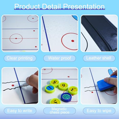 Joyeee Ice Hockey Tactics Board for Kids & Adults, Magnetic Coaching Board, Ice Hockey Equipment for Men, Boys and Ice Hockey Enthusiast, Christmas Ice Hockey Gifts for Men Father - color: #04 Folding Ice Hockey Board