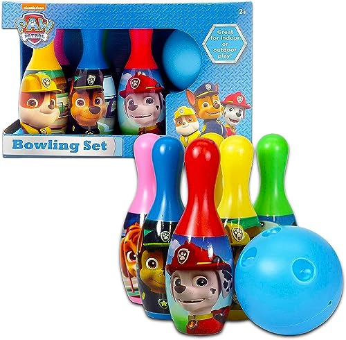 Paw Patrol Toys Games Activities Bundle for Toddlers, Kids - 4 Pc Paw Patrol Bowling Set with Tattoos and More (Paw Patrol Playset)