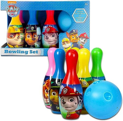 Paw Patrol Toys Games Activities Bundle for Toddlers, Kids - 4 Pc Paw Patrol Bowling Set with Tattoos and More (Paw Patrol Playset)