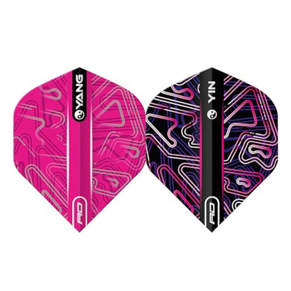RED DRAGON Yin Yang Double Sided Dart Flights 3 Sets Per Pack (9 Dart Flights in Total) - color: Pink and Black