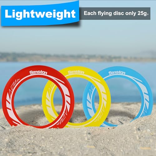 Senston Flying Disc Easily Catch and Throw Sports Disc 9.5 Inch Flying Discs for All Levels - color: Blue/Red/Yellow