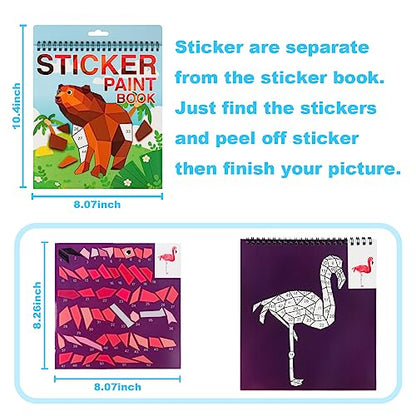 AEAHALY Animal Crafts for Kids Ages 4-8 Sticker Paint Books Sticker Book for Kids Ages 4-8 Boys and Girls Birthday Gifts Party Favor, Travel Activity Book Set for Learning - style: Animal