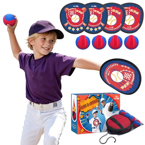 Twinkoo Toss and Catch Ball Game Set for Kids, Kids Toddler Baseball Glove & Catch Ball Toys,Kids Outdoor Games for Family, Toys for Beach Pool Yard Outside, Birthday Gift for Ages 3 4 5 6 7 8-12
