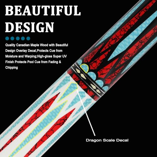 CUEELF Carbon Fiber Pool Cue 2 Pieces Cue Stick with 12.5mm Tip Professional Low Deflection Billiard Pool Sticks with 3/8 * 8 Pin Joint - color: Blue+White