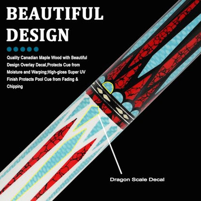 CUEELF Carbon Fiber Pool Cue 2 Pieces Cue Stick with 12.5mm Tip Professional Low Deflection Billiard Pool Sticks with 3/8 * 8 Pin Joint - color: Blue+White