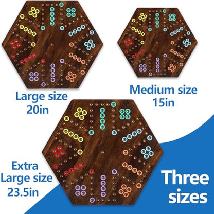 Wahoo Marble Board Game-Extra Large 23.6 Inches Game Board for 4 and 6 Players, Classic Family Fun with 30 Marbles, 6 Dice, Storage Bag & Gift Box, Bright Colors. (Extra Large, Flame) - color: Extra Large, Flame