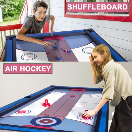 5in1 Multi-fuction Games Table,Folding Multi Game Combination Table Set with Ping Pong, Pool Billiards, Air Hockey, Bowling, and Shuffleboard for Indoor, Outdoor