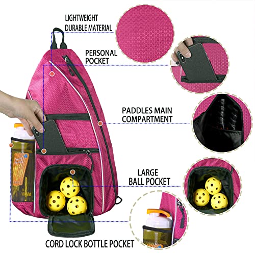 Pickleball Bag - Pickleball Bags for Women Men - Pickleball Backpack - Travel Pickleball Paddle Case, Pickle Ball Bag for Pickleball Paddle Tennis Racket, Protable Pickleball Sling Bag - color: Rose