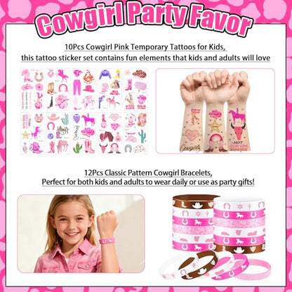 Cowgirl Party Favors Pack - For 12Guests | Pink Goodie Bag Stuffers for Kids Girls' Birthday | Galentines | Pinata Filler & Classroom Rewards - style: Cowgirl Party Favors