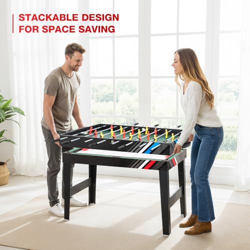 Multi Game Table 4-in-1 Combo Game Table-Foosball Table,Pool Billiards,Air Hockey & Table Tennis,Combination Table for Family Game Room, Office or Kids' Game Room