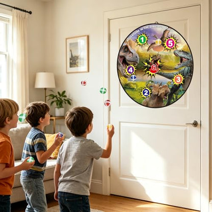 29" Large Dinosaur Dart Board for Kids, Kids Double-Sided Dart Board with Sticky Balls & Stand, Dinosaur Theme Indoor/Outdoor Carnival Party Games, Gifts for 3 4 5 6 7 8 9 10 11 12 Year Old Boys Girls