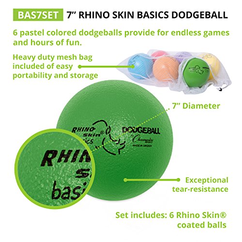 Champion Sports Rhino Skin Dodgeball Set – 6 Soft Foam Balls with Durable Coating, 6" or 7" for Gym, Playground Play - style: 7" Set of 6