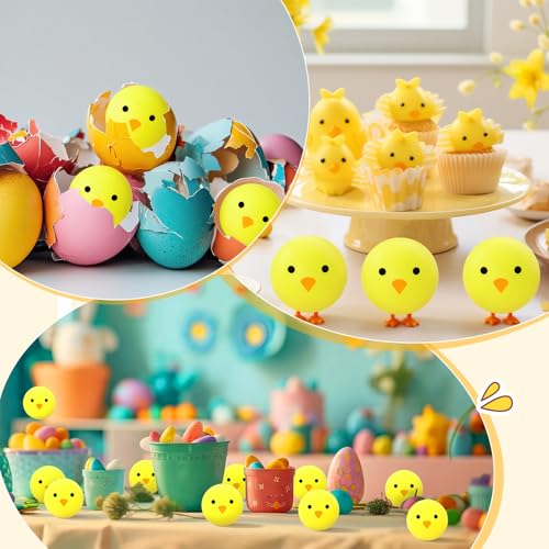 Soulchen 24 Pcs Chick Table Tennis Balls Yellow Chicken Chickie Table Tennis Plastic Funny Stress Props 40 mm for Playing Bounce Game Birthday Party Favors Easter Gift Bag Fillers Carnival Prizes
