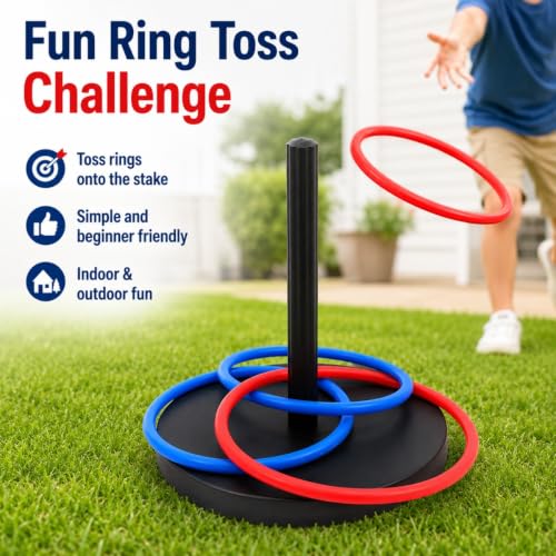 2in1 Horseshoe Ring Toss Game Set Lightweight PP Plastic for Kids Adults Yard Lawn Indoor Outdoor