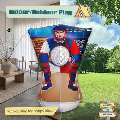 Pitching Target for Kids – Double-Sided Baseball Training Equipment for Indoor & Backyard Baseball Practice, Inflatable Strike Zone with Balls & Pump, Ages 3+