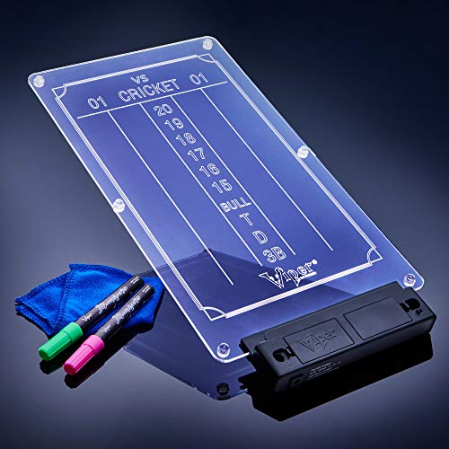 Viper Illumiscore Plus+ See-Through Illuminated Back-Lit Dry Erase Dart Scoreboard, Large (19.50" L x 10.00" W), Black